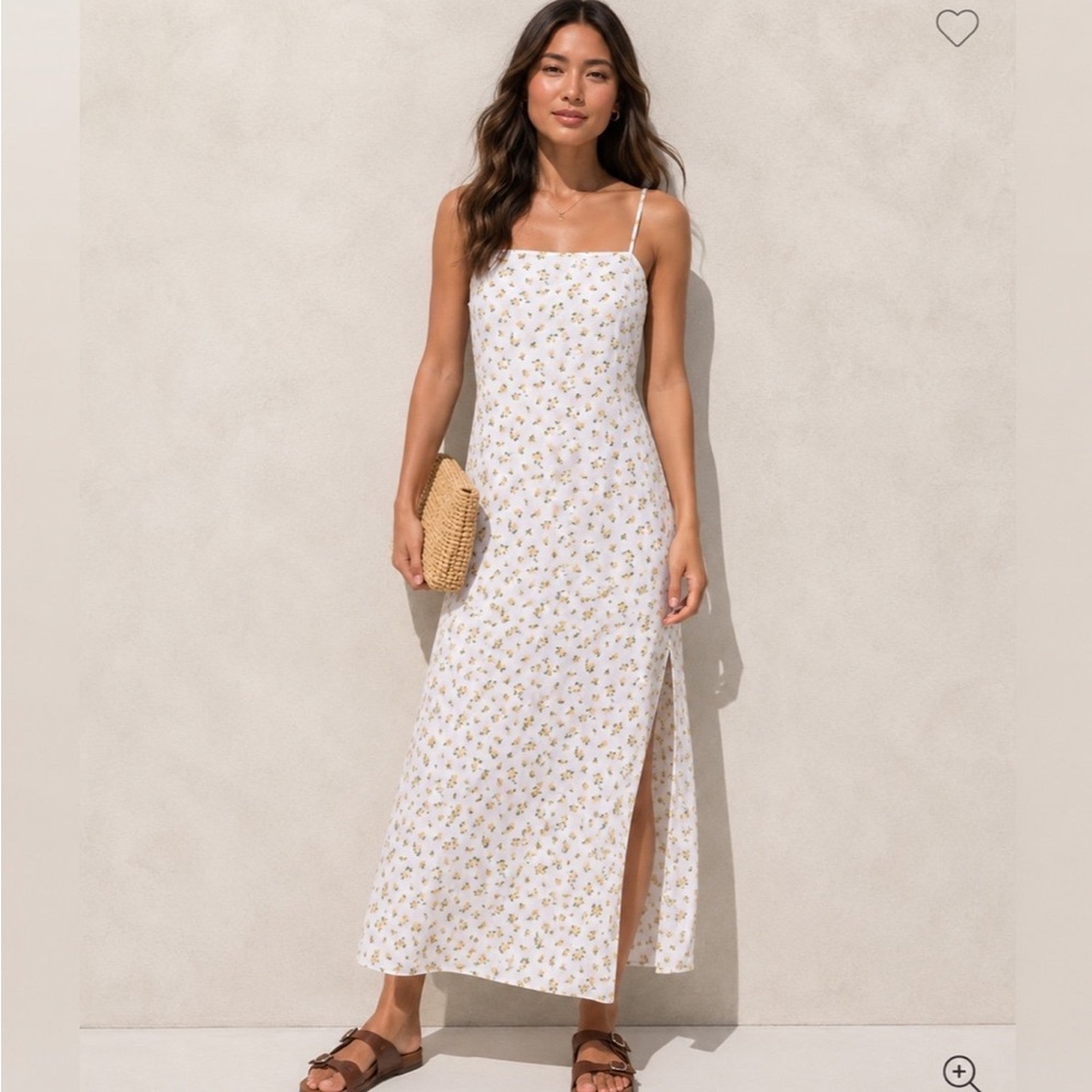 J. Crew White Midi Dress with Yellow Floral Print - Picture 2 of 6